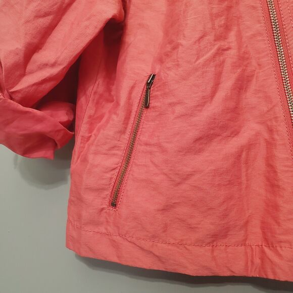 Cabi Scooter Cropped Coral Moto Jacket Size Medium Asymetrical Zipper Style 913 - Picture 7 of 12